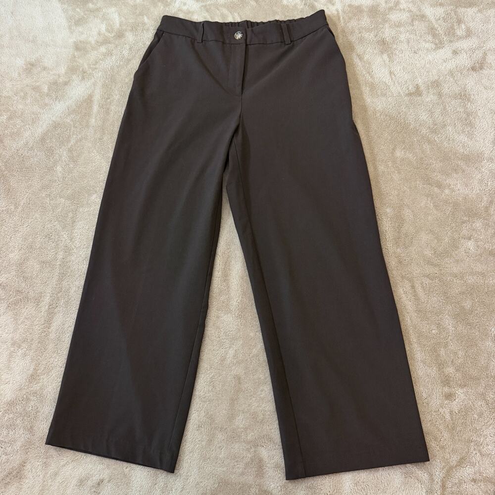 Rachel Zoe Women Khaki Wide Leg Dress Pants Size 6 Career Stretch Trousers Brown